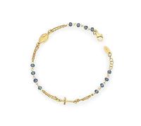 Amen Bracelet en argent 925, collection Rosari, couleur : or, taille unique, bracelet chapelet avec cristaux bleus