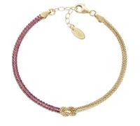 Amen Bracelet pour femme Collection Nœud d'Amore. Bijou fabriqué en argent 925 de couleur or et zircons rouges. Longueur : 16 + 3 cm. La référence est BRNOAMGRZ16