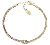 Amen Bracelet pour femme Collection Nœud d'Amore. Bijou fabriqué en argent 925 de couleur or et zircons multicolores. Longueur : 16 + 3 cm. La référence est BRNOAMGMZ16