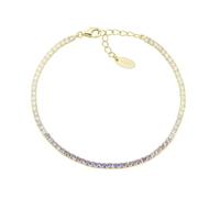 Amen Bracelet unisexe collection Tennis. Bijou fabriqué en argent 925 de couleur or et zircones multicolores Violet et blanc. Longueur : 16 + 3 cm. La référence est BTDEGVI16