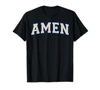 Amen Christian Faith Lettres Varisty Ivoire et Bleu T-Shirt