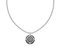 Amen Collier avec pendentif en forme de gouvernail en acier et PVD noir, longueur 50+50 cm Collection MetropolitanACCL105, medium, Acier inoxydable, Pas de gemme