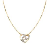 Amen Collier Coeur en Argent doré avec zircons, Medium, Argent Sterling, Zircon