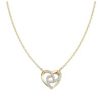 Amen Collier Coeur en Argent doré avec zircons, Medium, Argent Sterling, Zircon