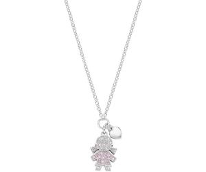 Amen Collier fille zircon blanc et rose, medium, Argent sterling, Zircon