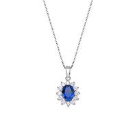 Amen Collier Royal Lady Zircon Bleu - Collection Lady - CLLDGBBBL, Argent, Zircon cubique.