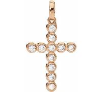 AMEN Mod. CROCE PICCOLA Argento IP Oro rosa e Zirconi