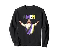 Amen Nonbinary Jésus Enby LGBTQ Fierté Transgenre Sweatshirt