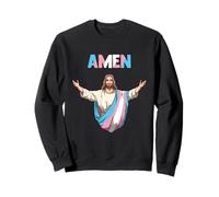 Amen Transgender Jésus Trans Flag LGBTQ Pride Sweatshirt