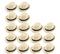 AMENGJ Chapeau de Paille Homme Lot de 10 à 90 Chapeaux Fedora en Paille for Hommes et Femmes, Chapeaux de fête de Mariage, Casquettes de Plage à Bord Court(Straw-XL-Beige,10 PCS)