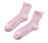AMENGJ Chaussettes Chaudes Femme Chaussettes d'hiver chaudes et moelleuses, épaisses thermiques, douces froides, en polaire corail mi-mollet(Color 5)