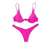 AMENGJ Maillot de Bain Femme Maillot de Bain 2 pièces Sexy for Femme, Couleur Unie, Doux et Confortable(Pink,S)
