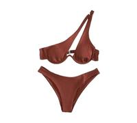 AMENGJ Maillot de Bain Femme Maillot de Bain Push-up Sexy à Une épaule for Femme, Rouge et Noir(Color 1,M)