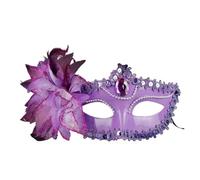 AMENGJ Masque bal Masqué Costume de bal masqué sexy for femme, avec diamants, masque vénitien, plumes et fleurs, style princesse(Purple)
