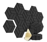 AMENGJ Panneau Acoustique Lot de 12 Panneaux acoustiques Auto-adhésifs à Motif Hexagonal, Panneaux muraux Solides insonorisés for Absorber Le Bruit et insonoriser(Black)