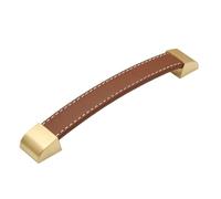 AMENGJ Poignées de Tiroir en Cuir Lot de 2 Boutons de tiroir et d'armoire brossés for Meubles, armoires, Portes, valises, placards de Cuisine(Brown160mm)