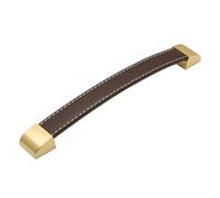 AMENGJ Poignées de Tiroir en Cuir Lot de 2 Boutons de tiroir et d'armoire brossés for Meubles, armoires, Portes, valises, placards de Cuisine(Brown 192mm Type 1)