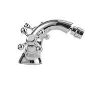AMENGJ Robinet Vintage Robinet de Bidet Antique G1/2 à Deux poignées pivotantes en céramique for lavabo de Salle de Bain en Laiton à Trou Unique, Robinet mélangeur d'eau monté sur Le Pont(Chrome)