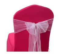 AMENGJ Ruban Chaise Mariage Ceintures de Chaise en Organza, 100 à 10 pièces, Bandes nœuds, for fête Mariage, Banquet, événement, décoration Campagne(White,100pcs)