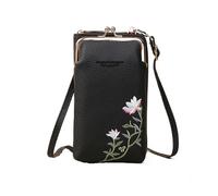 AMENGJ Sacoche Femme Petit sac bandoulière for téléphone portable en cuir PU for femme, élégant, motif floral, portefeuille messager for filles(Color 2)