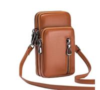 AMENGJ Sacoche Femme Sac messager léger à bandoulière, petit sac à main en cuir de vache for femme, poche à compartiments multiples, support vertical for téléphone(Color 2)