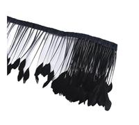 AMENGJ Sowder Frange en Plumes de Coq 2 mètres de Plumes, Pompons, Franges, Couture, Plumes sur Ruban, Jupe, Couture, Robe, décoration, vêtements(Black)