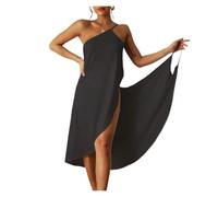 AMENGJ Wrap de Plage de Femme Robe de Plage sans Manches for Femme, Cache-Maillot à épaules dénudées et enveloppante croisée(Black,5XL)
