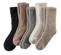 AMENLAN Chaussettes d'hiver pelucheuses en microfibre douces et confortables pour femme, 5 paires de couleurs C, taille unique