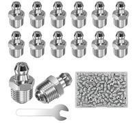 Amentalove 100 Pièce Graisseur à Visser M10, Raccords de Graissage Métriques avec Angles Droit, Kit de Graisseur avec Clé pour Les Véhicules Automobiles, l'agriculture et Les Machines Industrielles