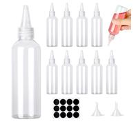 Amentalove 12PCS 100ml Bouteille Sauce, Flacon Sauce, Recipient Sauce, Plastique, Squeeze Bouteilles,Transparent Flacon Souple en Plastique avec Etiquettes pour Sauce d'Huile Ketchup DIY Crafts