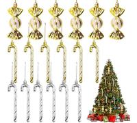Amentalove 18 Pièces Sucre d'orge Deco Noel Sapin, Décorations d'arbre de Noël en Canne à Sucre avec Paillettes, Décoration de Sapin de Noël de Bonbons pour Sapin de noël (14cm)