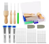 Amentalove 44PCS Aiguilles à Feutrer, Kit Feutrage à L'aiguille,Aiguilles à Feutrer avec 3 Tailles D'aiguilles 36/38/40 et Poignées en Bois,Fournitures pour le Feutrage à l'aiguille pour Les Débutants
