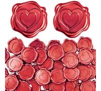 Amentalove 50 Pièces Sceau de Cire Rouges, Cachet de Cire Autocollant, Romarin Vintage sceau de cire Autocollant,sceau cires pour Enveloppes, Invitations de Mariage, Cadeaux, Noël (Cœur)