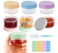 Amentalove 6PCS Petits Récipients en Verre avec Couvercles 80ml, Petits Pots en Verre, Récipients pour Vinaigrette étanches avec Brosse, Petit Tupperware Verre avec Couvercle pour Snacks Sauces épices