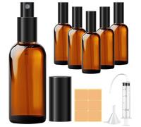 Amentalove Flacons en Verre Ambre Vide, 4PCS 100ML Flacon Pulvérisateur en Verre, Ambré Bouteille Spray Glass, Flacon Vaporisateur Vide avec Seringue et Entonnoir pour Huiles Essentielles, Parfums