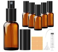 Amentalove Flacons en Verre Ambre Vide, 6PCS 30ML Flacon Pulvérisateur en Verre, Ambré Bouteille Spray Glass, Flacon Vaporisateur Vide avec Seringue et Entonnoir pour Huiles Essentielles, Parfums