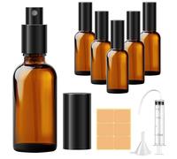 Amentalove Flacons en Verre Ambre Vide, 6PCS 50ML Flacon Pulvérisateur en Verre, Ambré Bouteille Spray Glass, Flacon Vaporisateur Vide avec Seringue et Entonnoir pour Huiles Essentielles, Parfums