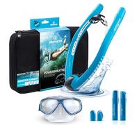 AMEO POWERBREATHER Beach Plus - Tuba à air Frais - Appareil d'entraînement pour Piscine et eaux Libres pour Adultes et Enfants - Kit de plongée avec système de Valve Intelligent & air 100% Sec