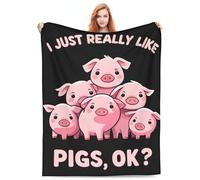 amepay Couverture en flanelle douce, confortable, légère pour décoration d'intérieur, canapé, lit, sofa, motif cochon rose mignon pour adultes et enfants, 203 x 152 cm