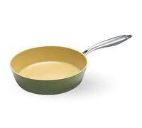 AMERCOOK - Poêle Paysanne AmVegan Chef 26cm - Revêtement Céramique Antiadhésif à l'Huile d'Olive - 100% Vegan - Induction, Four & Air Fryer - Testé en Cuisine Pro - Vert Olive