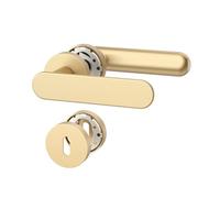 Amerdeco Poignée de porte intérieure laiton brossé avec rosace ronde, ensemble béquille BB avec orge, design classique pour chambres et portes intérieures UK0101