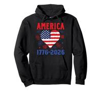 America 250th Birthday Heart Flag USA 4th of July Patriotic Sweat à Capuche