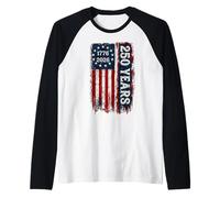 America 250th Independence Day 250 Anniversary USA Flag Manche Raglan