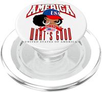 America First Black & Sexy Afro Girl USA Heritage Design PopSockets PopGrip pour MagSafe