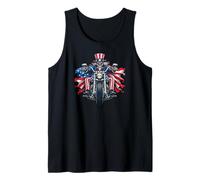 America Flag Uncle Sam Motorcycle Riding US Skeleton Débardeur