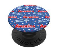 America God Shed His Grace on Thee, Rouge, Blanc et Bleu PopSockets PopGrip Adhésif