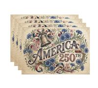 America Lot de 4 sets de table décoratifs pour table de salle à manger, fête d'été, antidérapants, lavables, pour intérieur et extérieur, 250e anniversaire de mariage