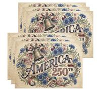America Lot de 6 sets de table décoratifs pour table de salle à manger, fête d'été, antidérapants, lavables, pour intérieur ou extérieur, motif floral vintage