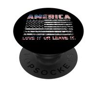 America Love It Or Leave It 4th of July American Flag PopSockets PopGrip Adhésif
