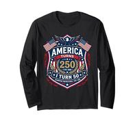 America Turns 250 I Turn 50 Since 50th Birthday Emblem Manche Longue